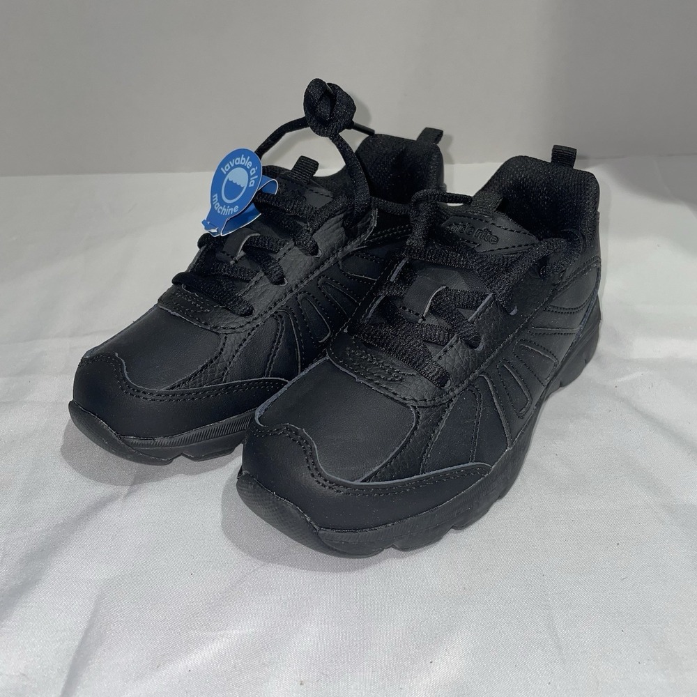 Stride Rite Cooper 2.0 Lace Boys Black Leather Sneakers Size 12M CB57274